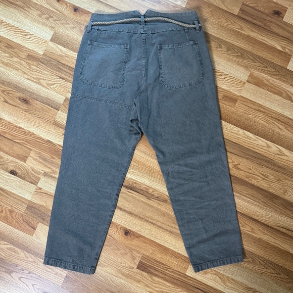NWOT Dr. Collectors / P65 Farmer Pleated Pants Linen// Uneven Dye Swiss Army / L - Picture 3 of 4